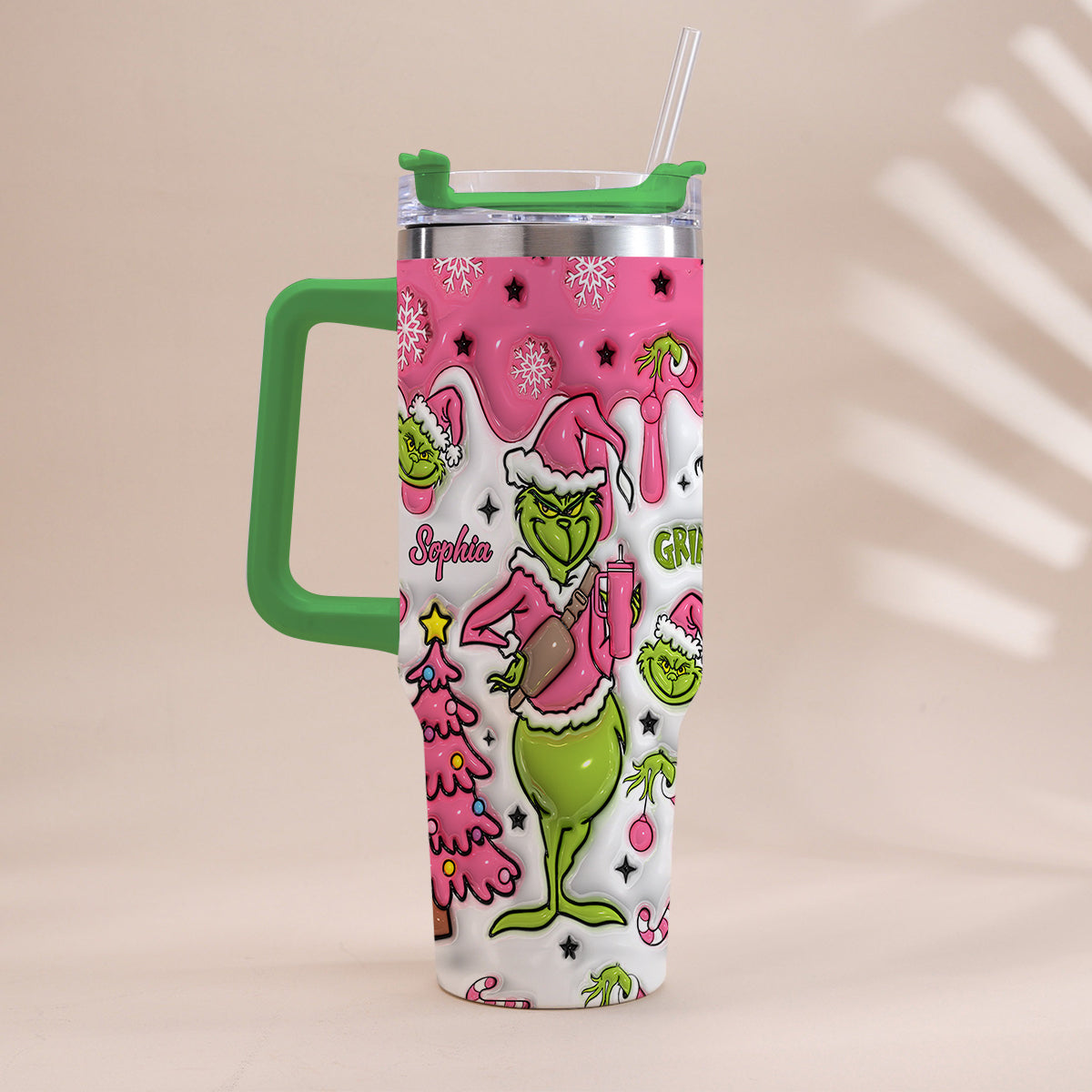 Fröhliche Grinchmas – Personalisierter Stola-Weihnachtsbecher mit Henkel