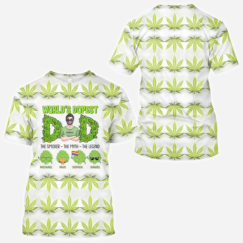 Der coolste Papa der Welt – personalisiertes T-Shirt mit Weed-Aufdruck