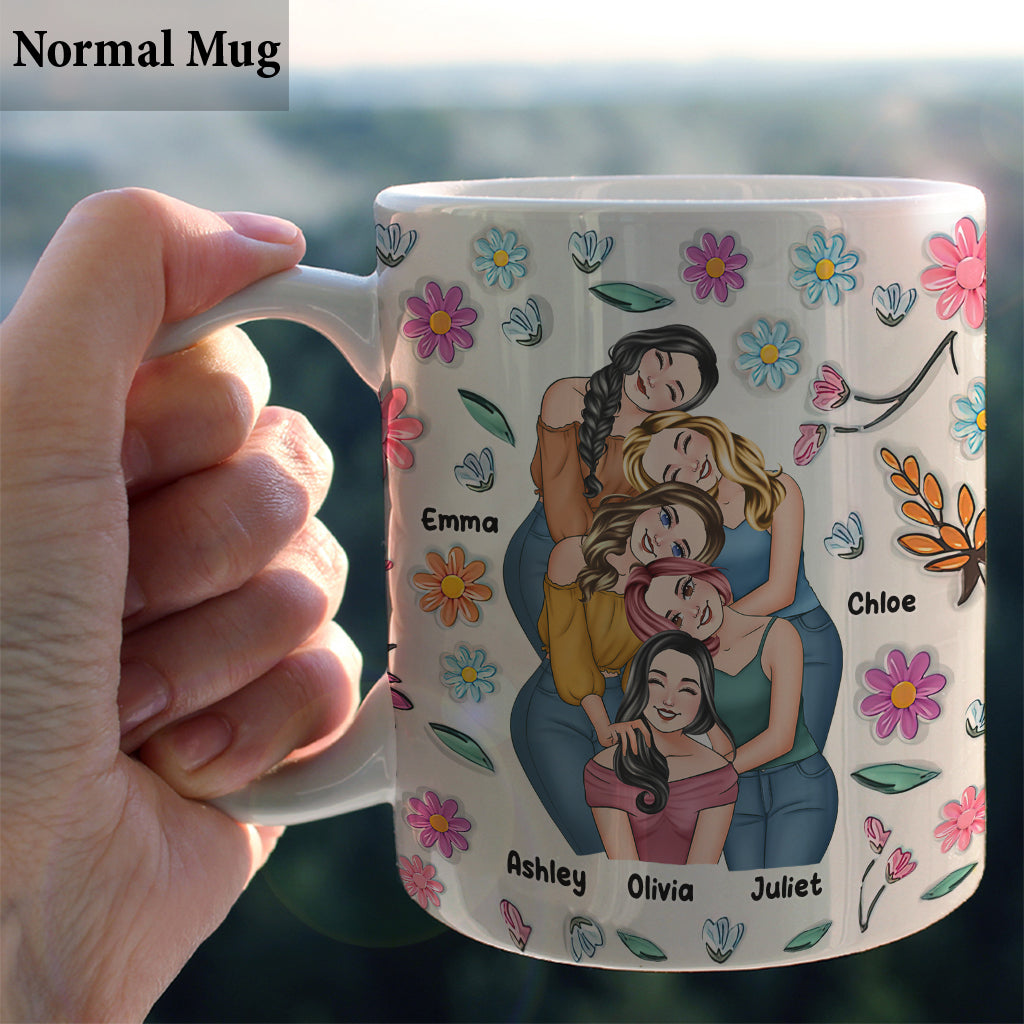 Für immer beste Freundinnen – Personalisierte Tasse im Blumen-Design