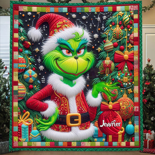 Fröhliche Grinchmas - Personalisierte Stola-Weihnachtsdecke