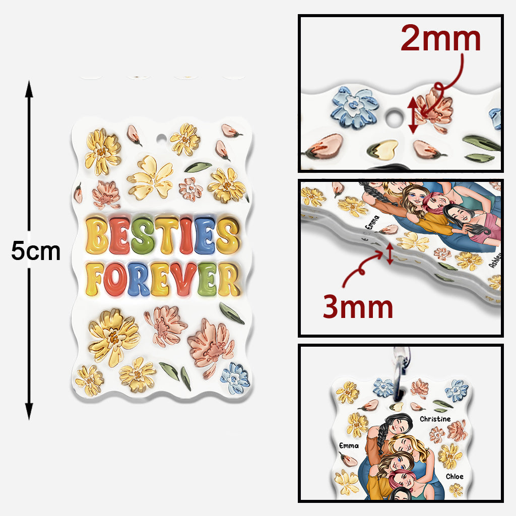 Für immer beste Freundinnen – Personalisierter Schlüsselanhänger im Blumen-Design