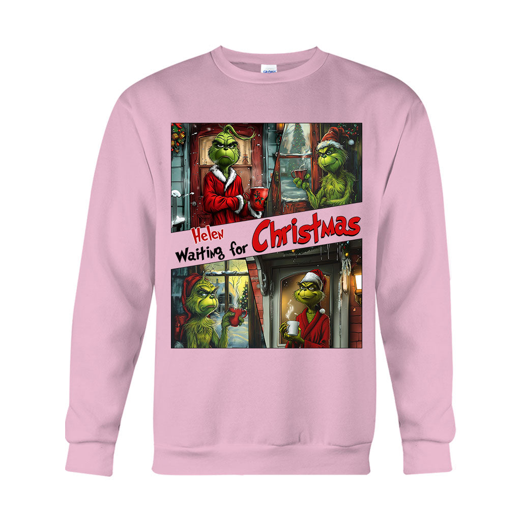 Warten auf Weihnachten – Personalisiertes Stole-Weihnachts-T-Shirt und Hoodie