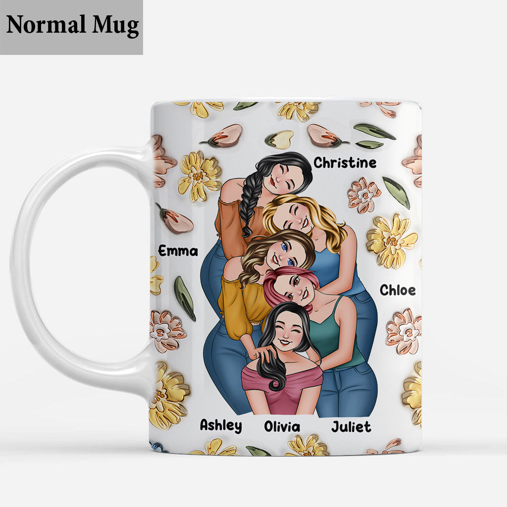 Für immer beste Freundinnen – Personalisierte Tasse im Blumen-Design