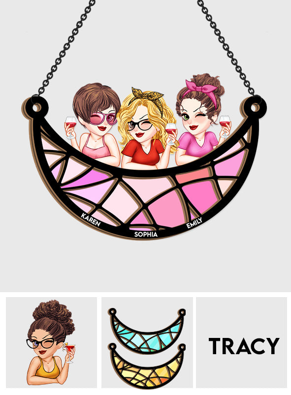 Für immer beste Freundinnen – Personalisierter zweilagiger Fensterhänger „Beste Freundinnen“