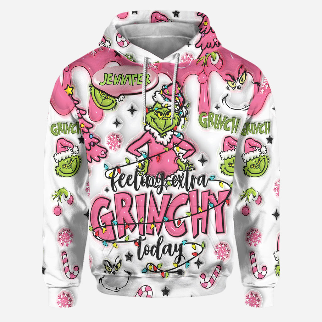 Custom Any Name Feeling Extra Grinchy Today - Personalized Stole Christmas Hoodie and Leggings