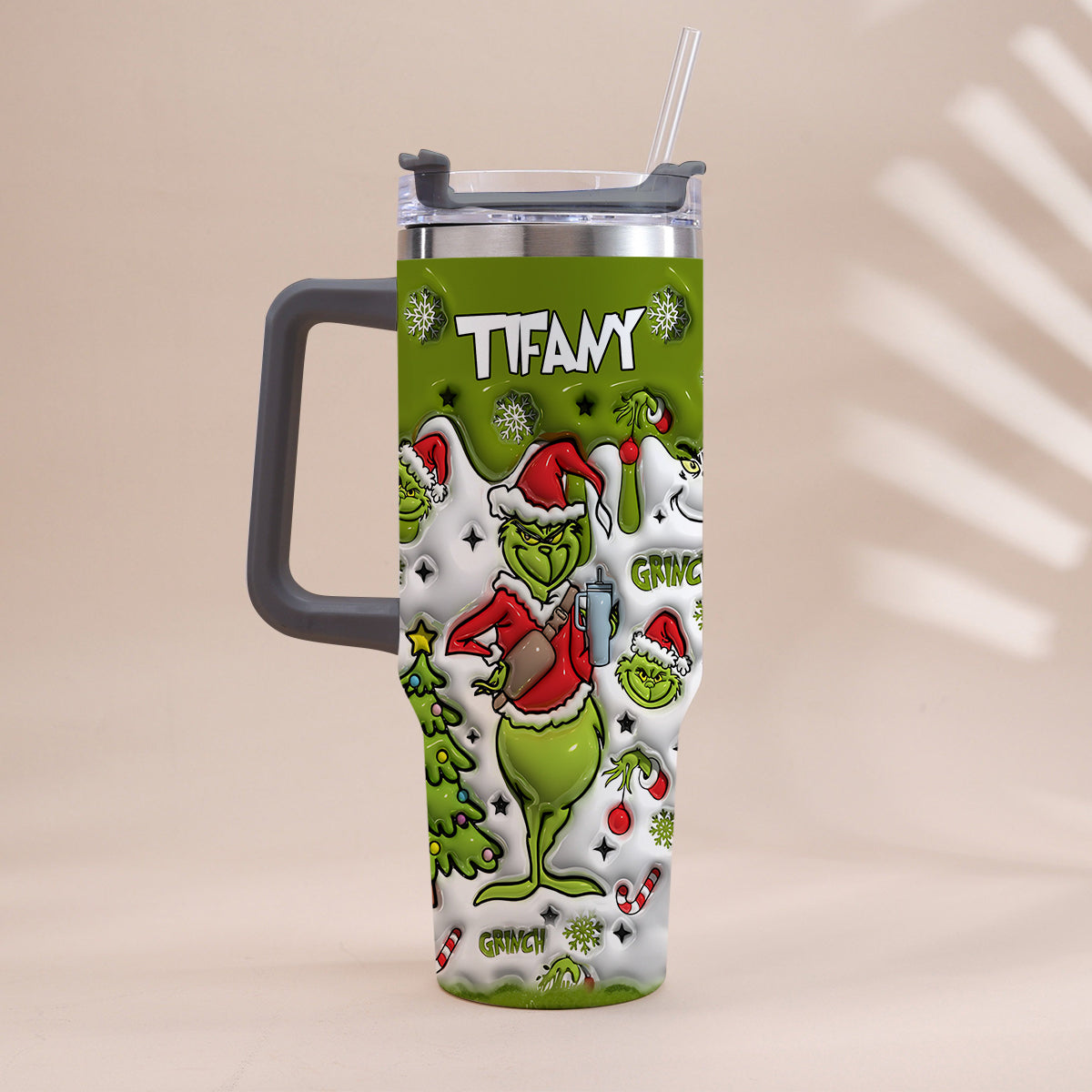 Fröhliche Grinchmas – Personalisierter Stola-Weihnachtsbecher mit Henkel