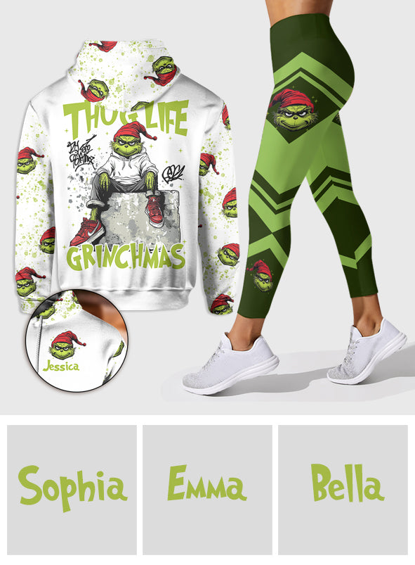 Joyeux Grinchmas ! - Sweat à capuche et legging personnalisés avec étole de Noël
