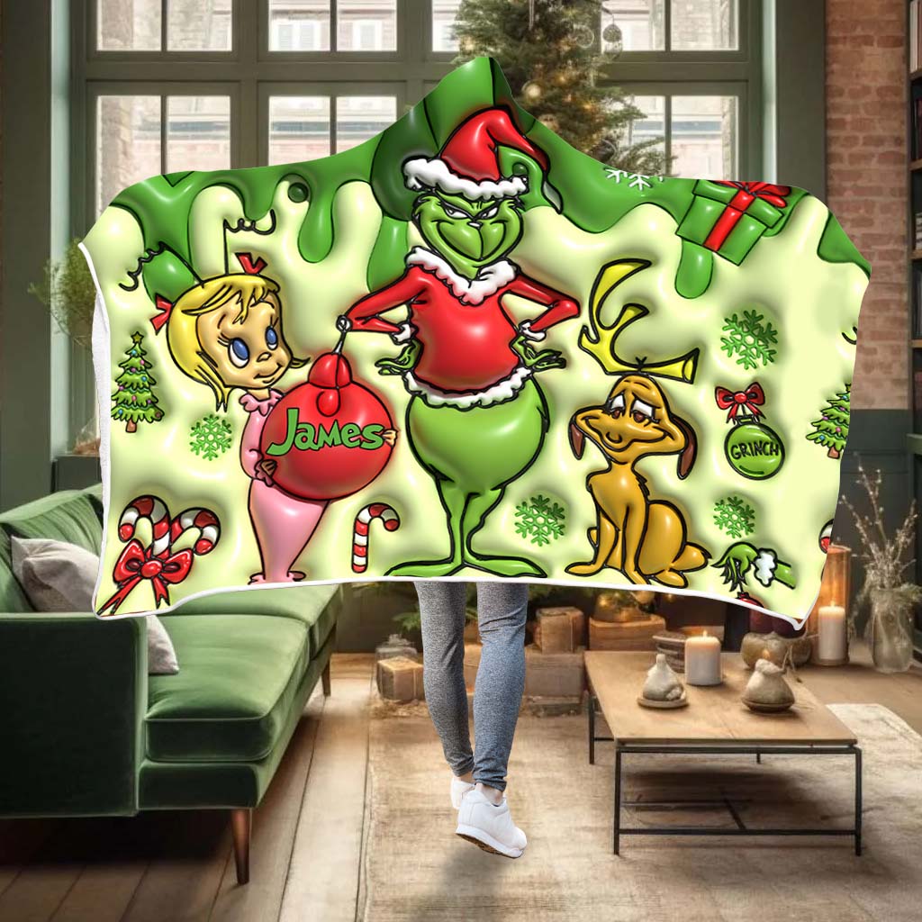 Grüne Weihnacht – Personalisierte Stola, Weihnachtsdecke mit Kapuze