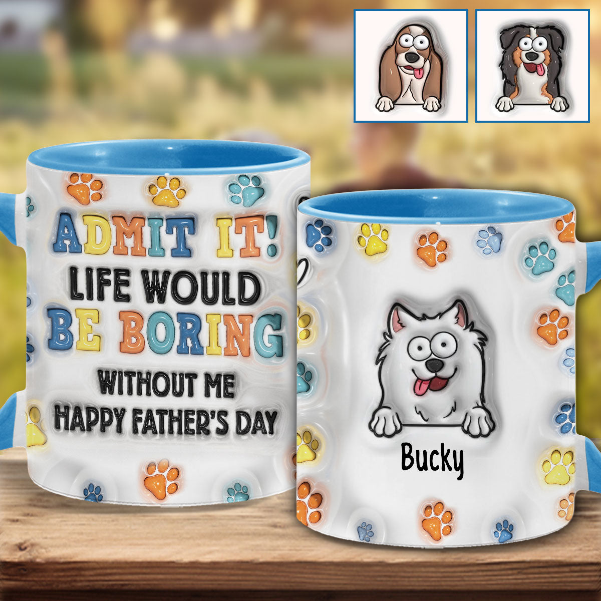 Alles Gute zum Vatertag – Personalisierte Tasse mit Hundemotiv