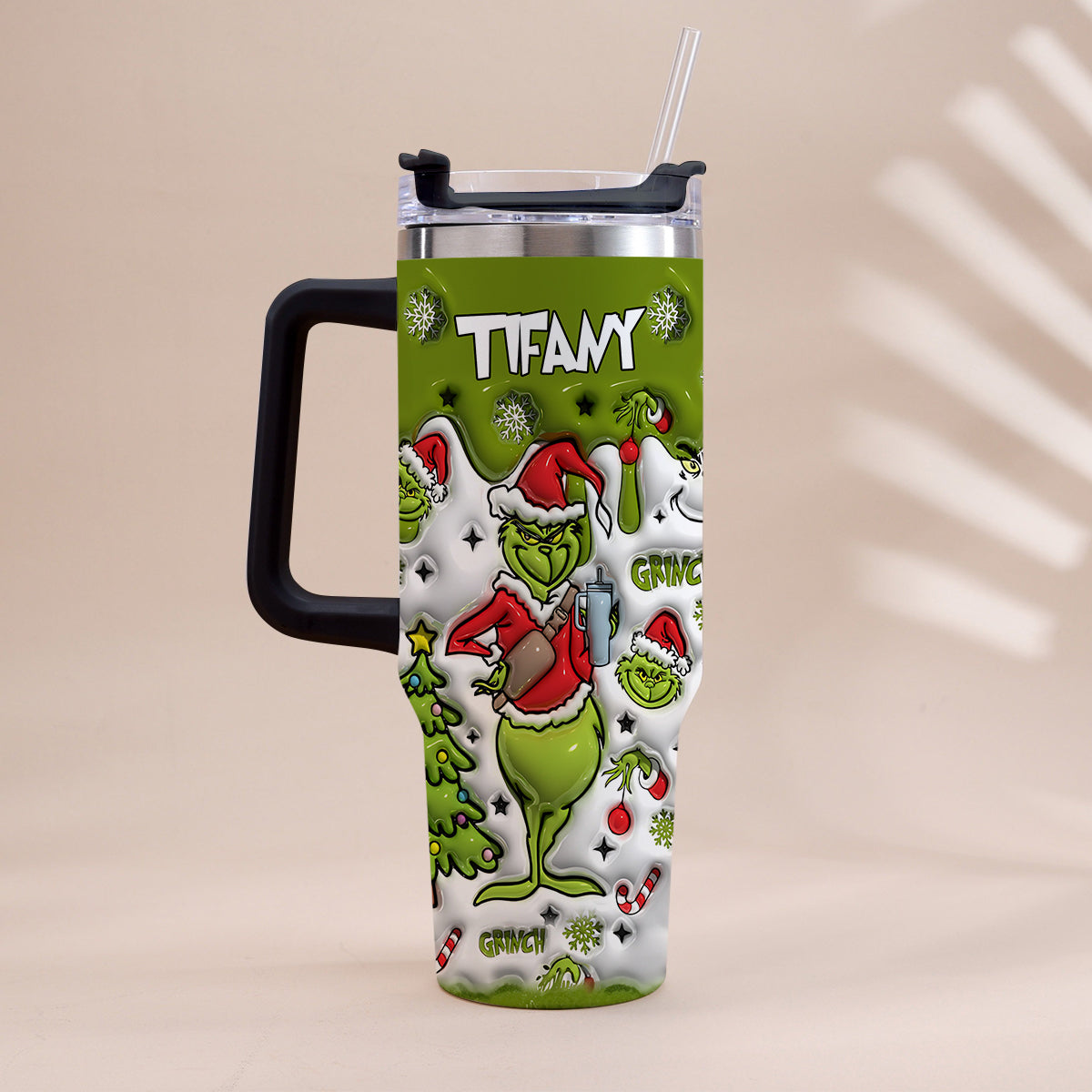 Fröhliche Grinchmas – Personalisierter Stola-Weihnachtsbecher mit Henkel