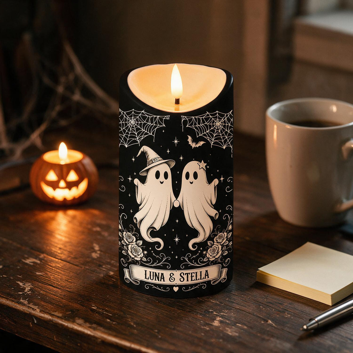 Ghoul Besties Forever Personalized LED Candle - Funny Ghost Halloween Gift for Best Friends & Work Bestie
