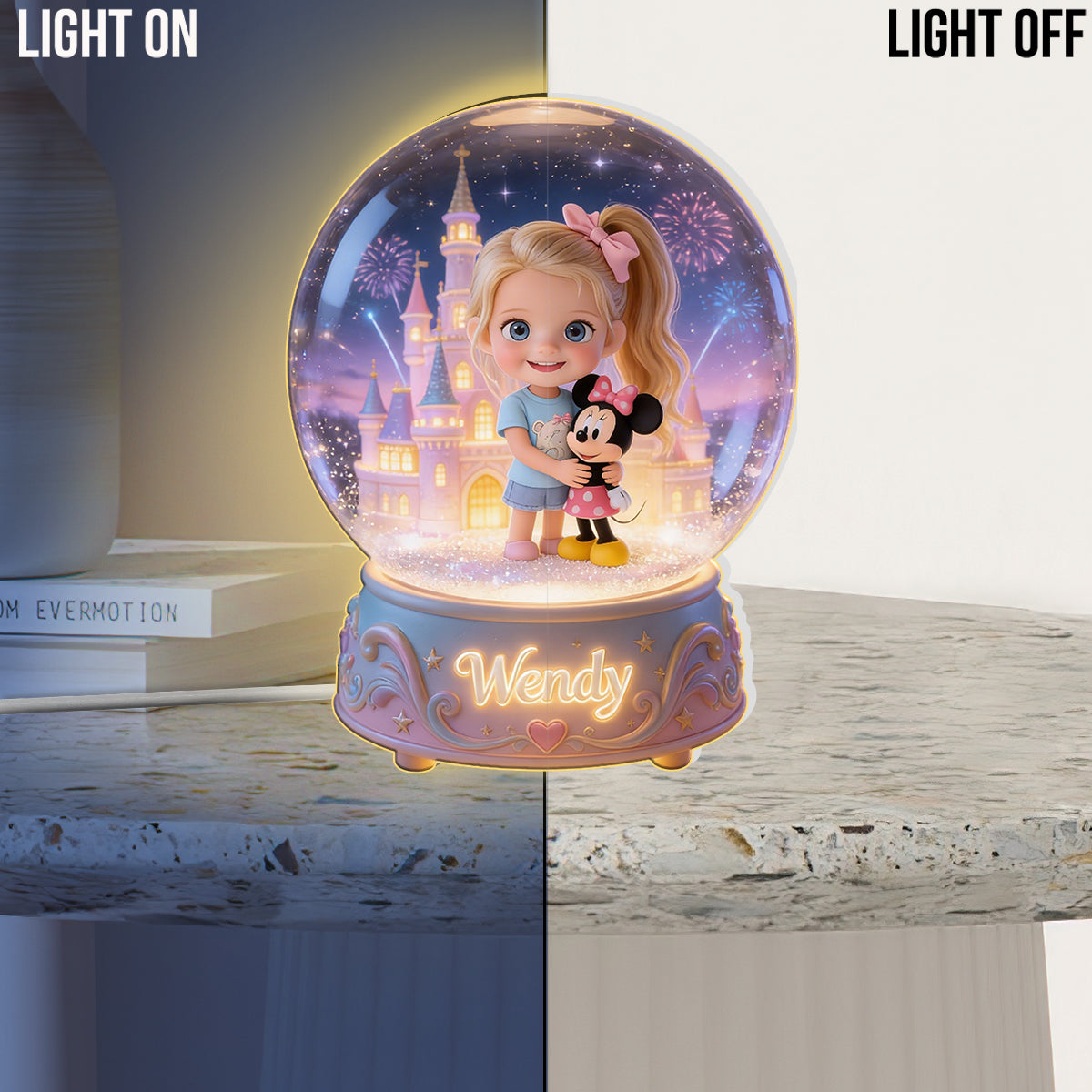 Custom Any Photo Magical Friends - Personalized Blonde White Girl Acrylic LED Night Light