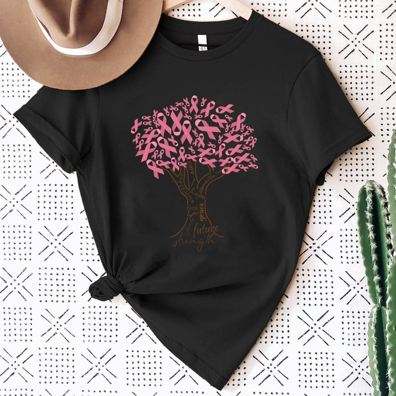 T-Shirt mit rosa Schleifenbaum, T-Shirt mit Krebsbaum zur Sensibilisierung für Brustkrebs & Hoodie 0924