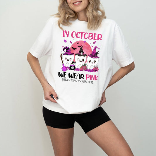 Im Oktober tragen wir rosa T-Shirt, T-Shirts zur Sensibilisierung für Brustkrebs im Zahnbereich & Hoodie zur Sensibilisierung für Brustkrebs 0924