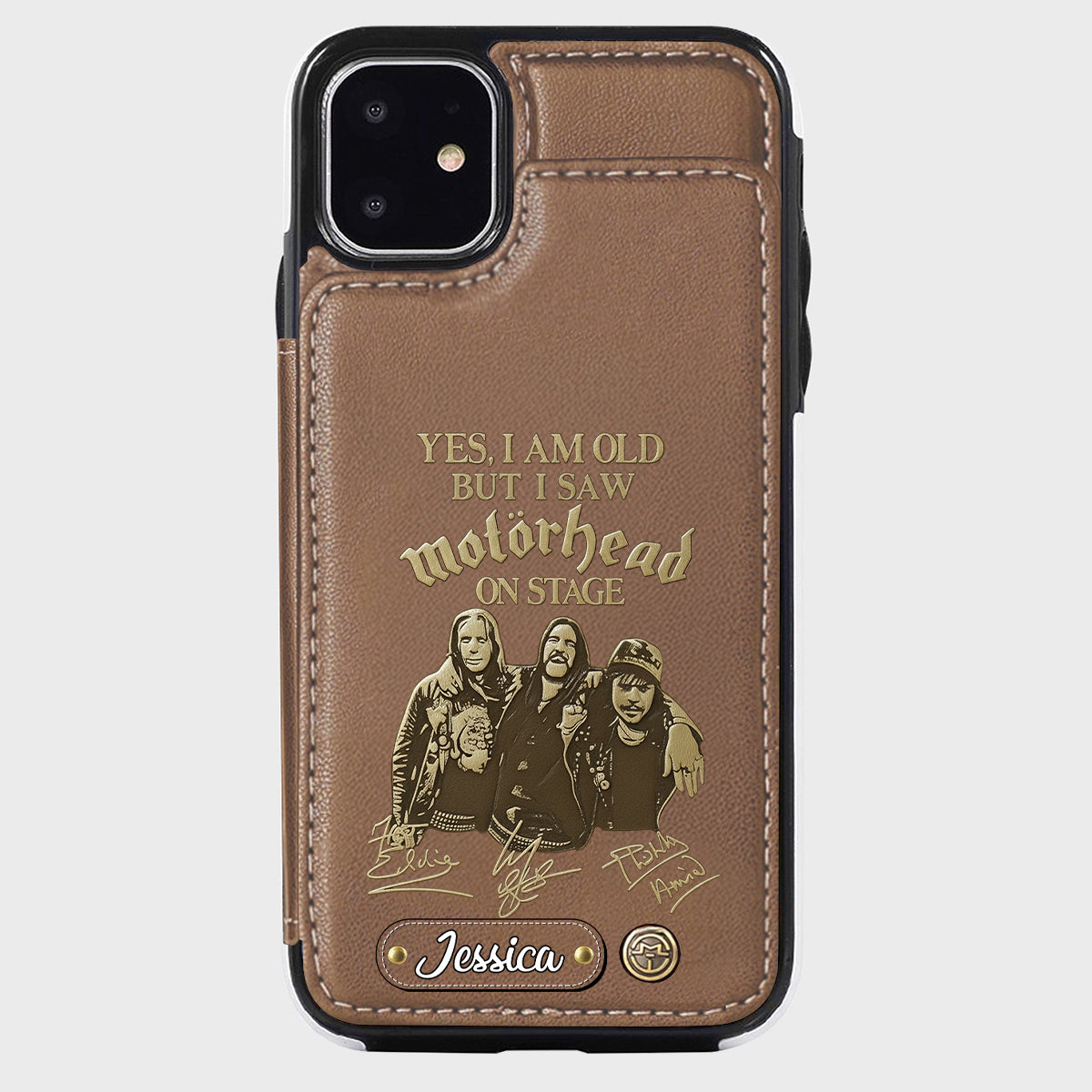 Motörhead auf der Bühne – Personalisierte Handyhülle mit Brieftaschenfunktion