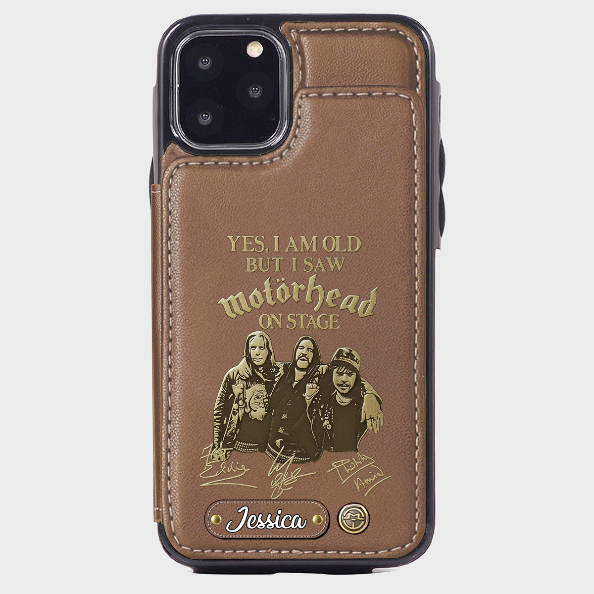 Motörhead auf der Bühne – Personalisierte Handyhülle mit Brieftaschenfunktion