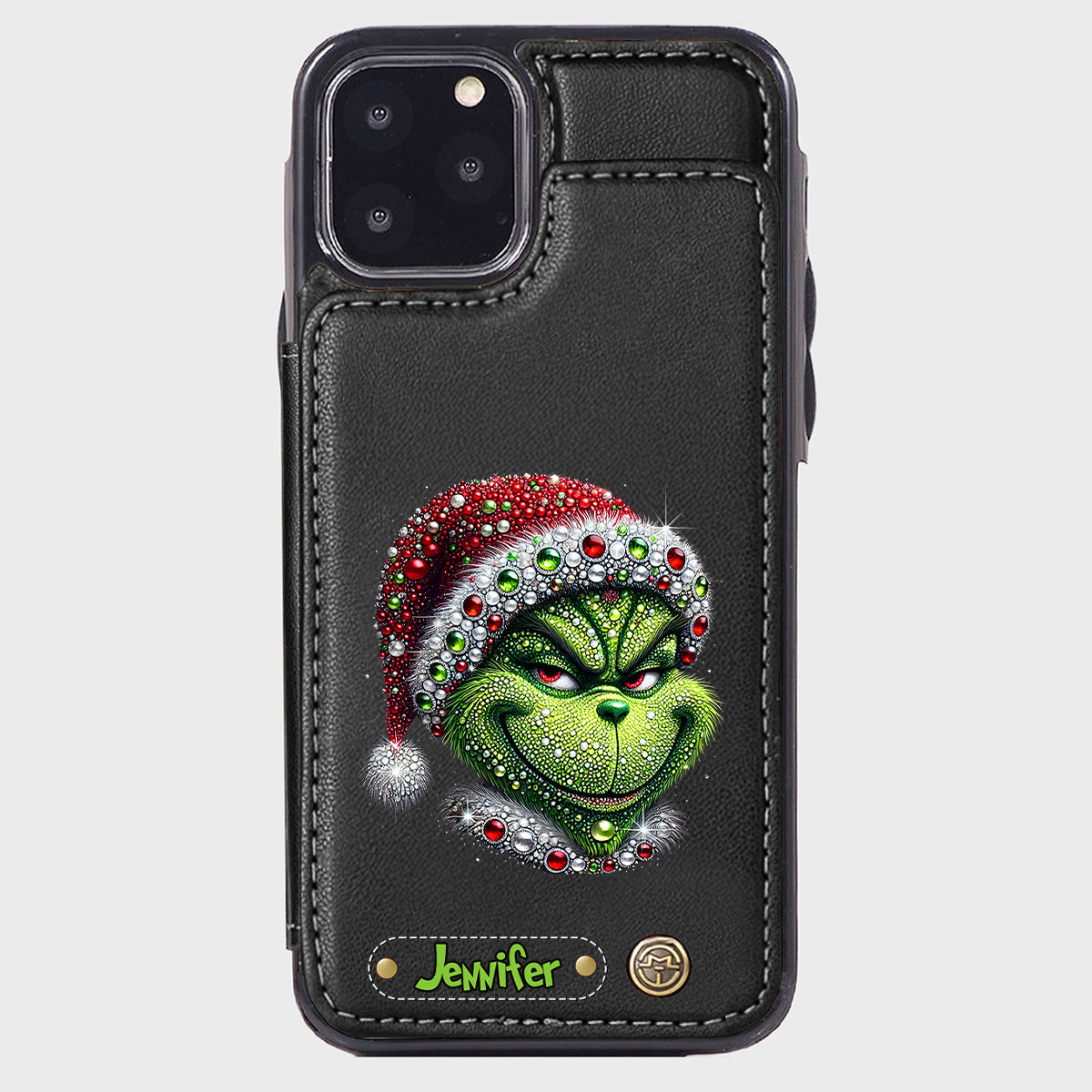 Joyeux Grinchmas - Étui portefeuille/téléphone personnalisé avec étole de Noël
