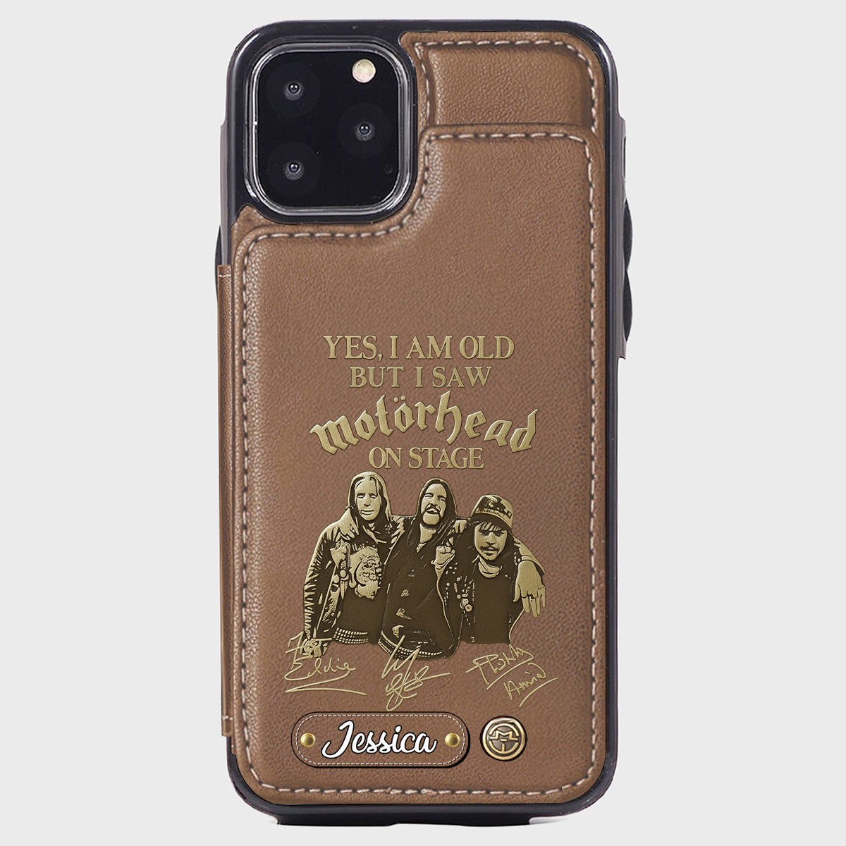 Motörhead auf der Bühne – Personalisierte Handyhülle mit Brieftaschenfunktion