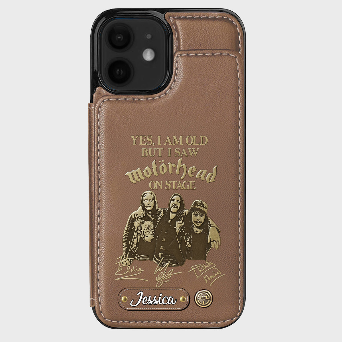 Motörhead auf der Bühne – Personalisierte Handyhülle mit Brieftaschenfunktion
