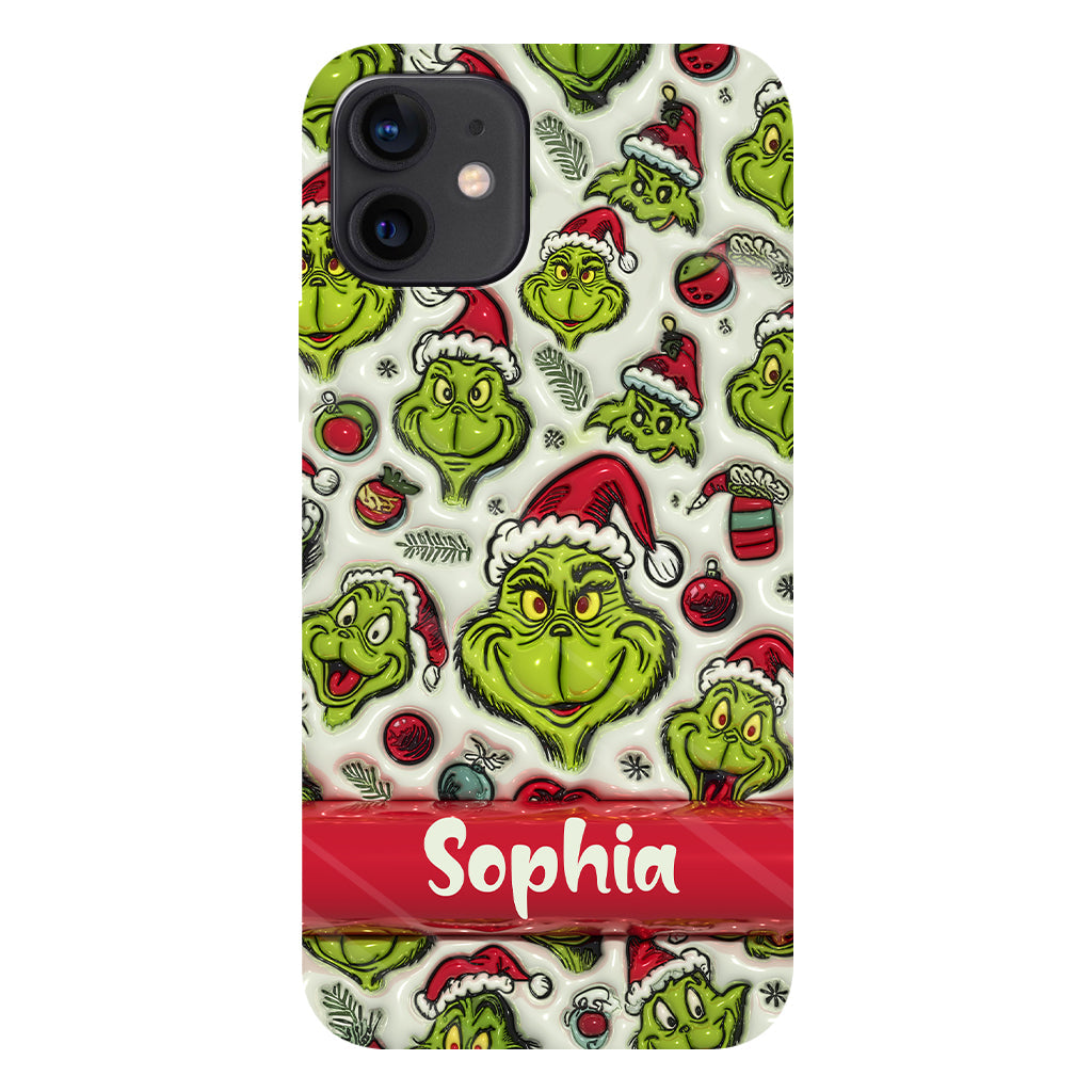 Coque de téléphone personnalisée avec motif étole de Noël et personnage vert