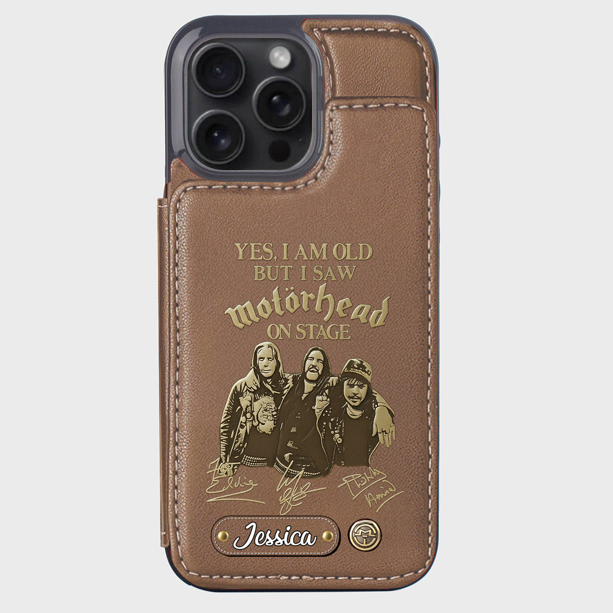 Motörhead auf der Bühne – Personalisierte Handyhülle mit Brieftaschenfunktion