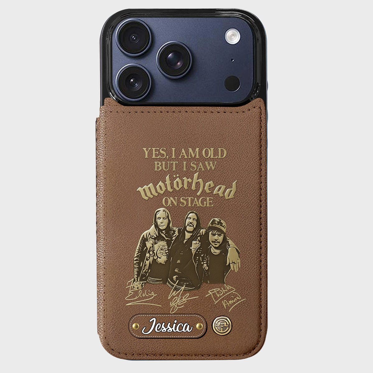Motörhead auf der Bühne – Personalisierte Handyhülle mit Brieftaschenfunktion