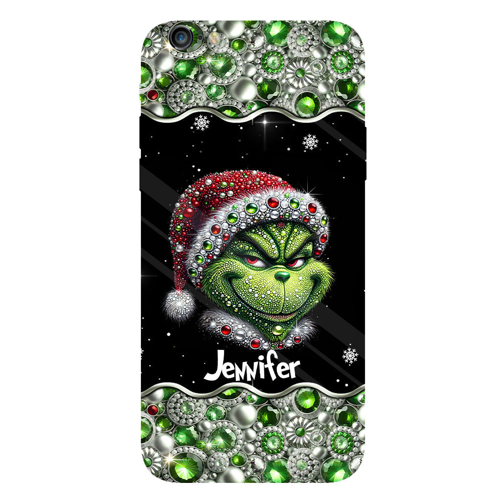 Fröhliche Grinchmas – Personalisierte Handyhülle mit Weihnachtsstola-Motiv und Volldruck
