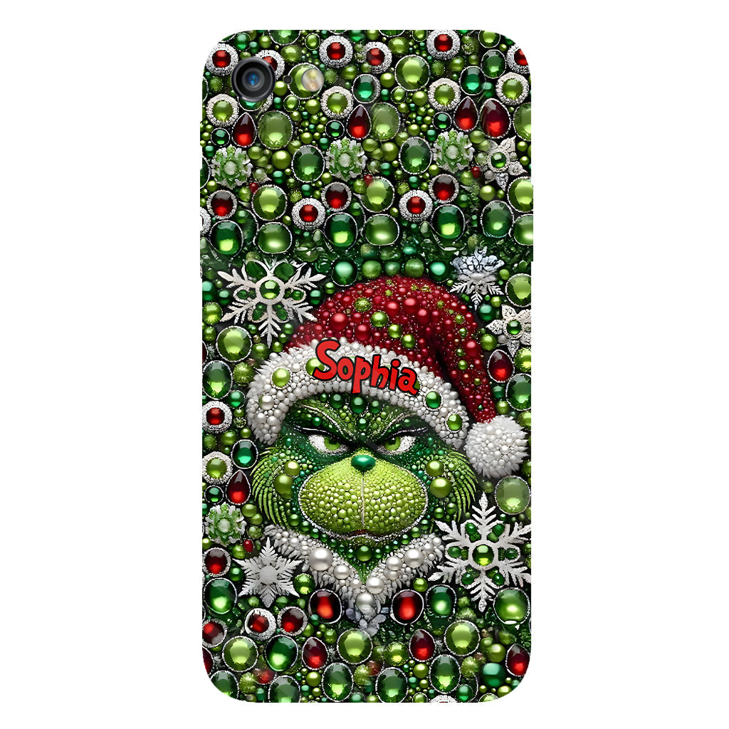 Fröhliche Grinchmas – Personalisierte Handyhülle mit Weihnachtsstola-Motiv und Volldruck