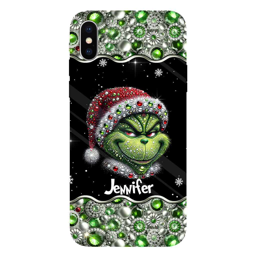 Fröhliche Grinchmas – Personalisierte Handyhülle mit Weihnachtsstola-Motiv und Volldruck
