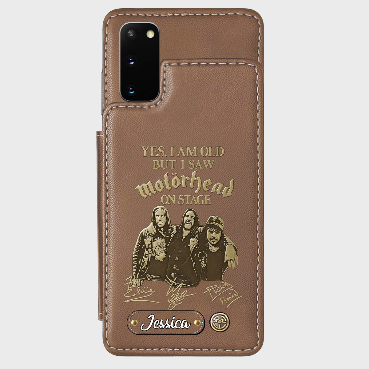 Motörhead auf der Bühne – Personalisierte Handyhülle mit Brieftaschenfunktion