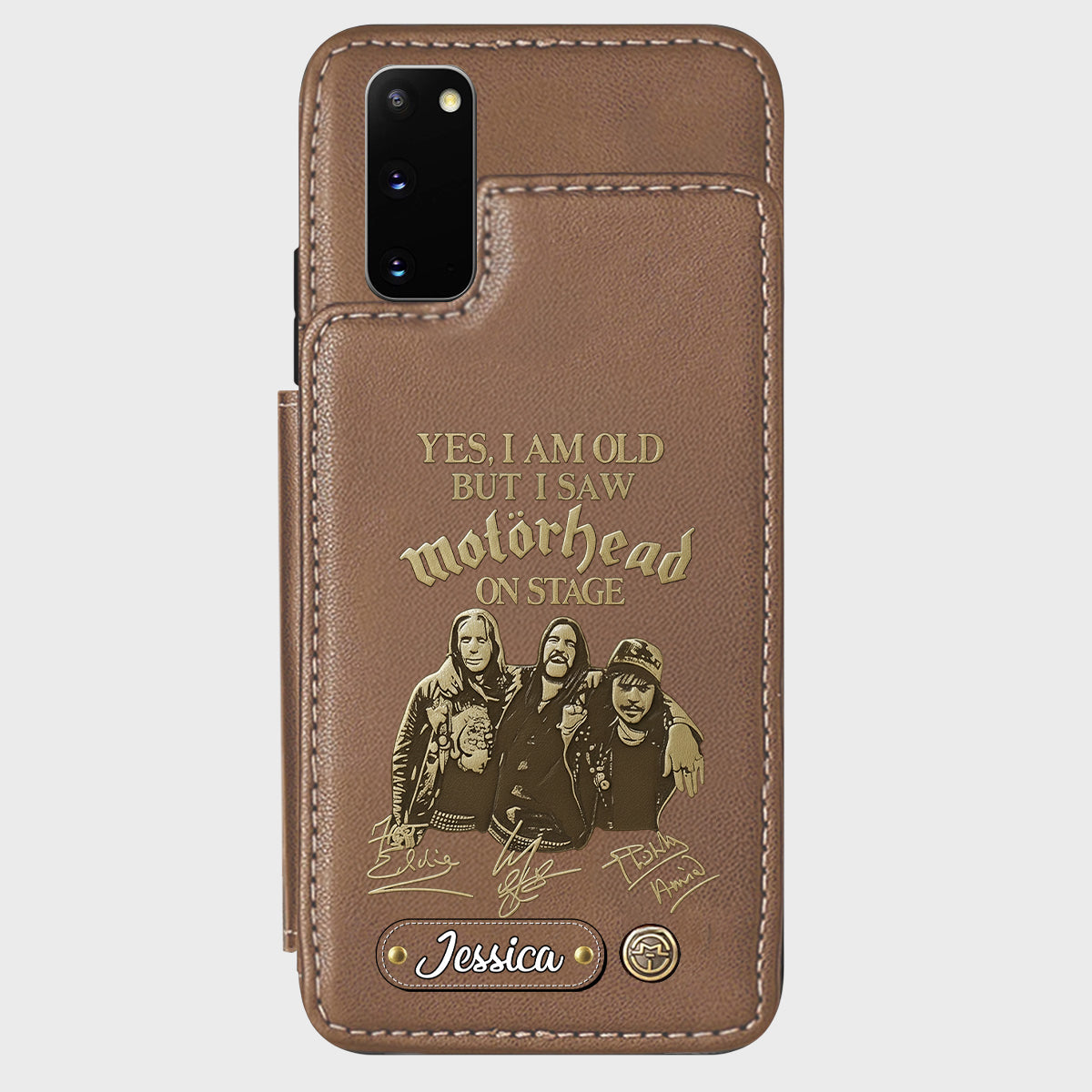 Motörhead auf der Bühne – Personalisierte Handyhülle mit Brieftaschenfunktion