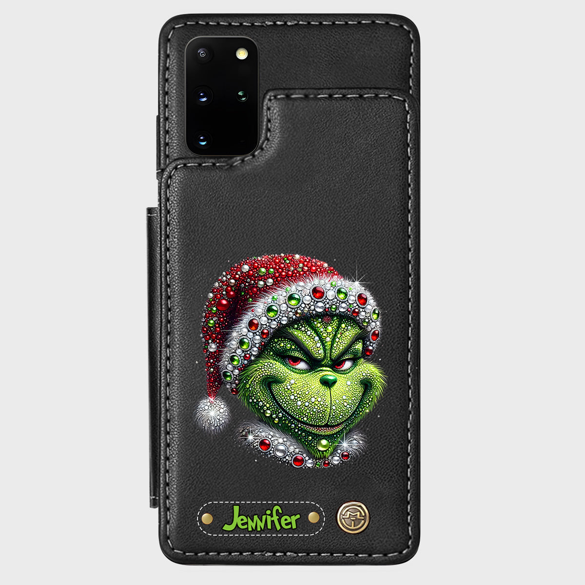 Joyeux Grinchmas - Étui portefeuille/téléphone personnalisé avec étole de Noël