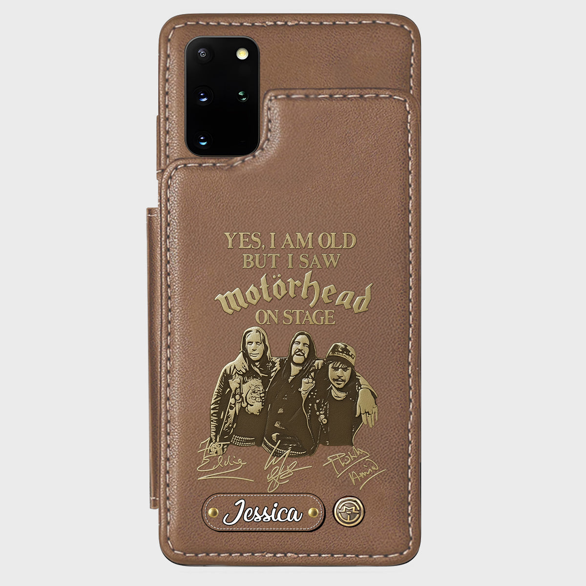 Motörhead auf der Bühne – Personalisierte Handyhülle mit Brieftaschenfunktion