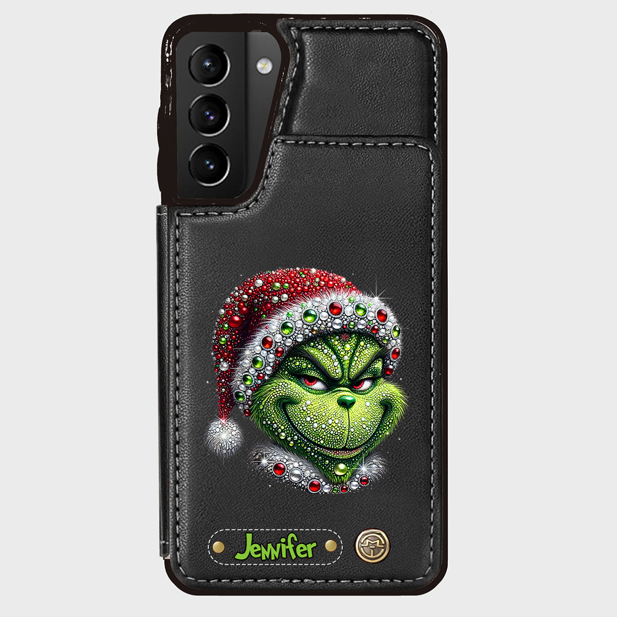 Joyeux Grinchmas - Étui portefeuille/téléphone personnalisé avec étole de Noël