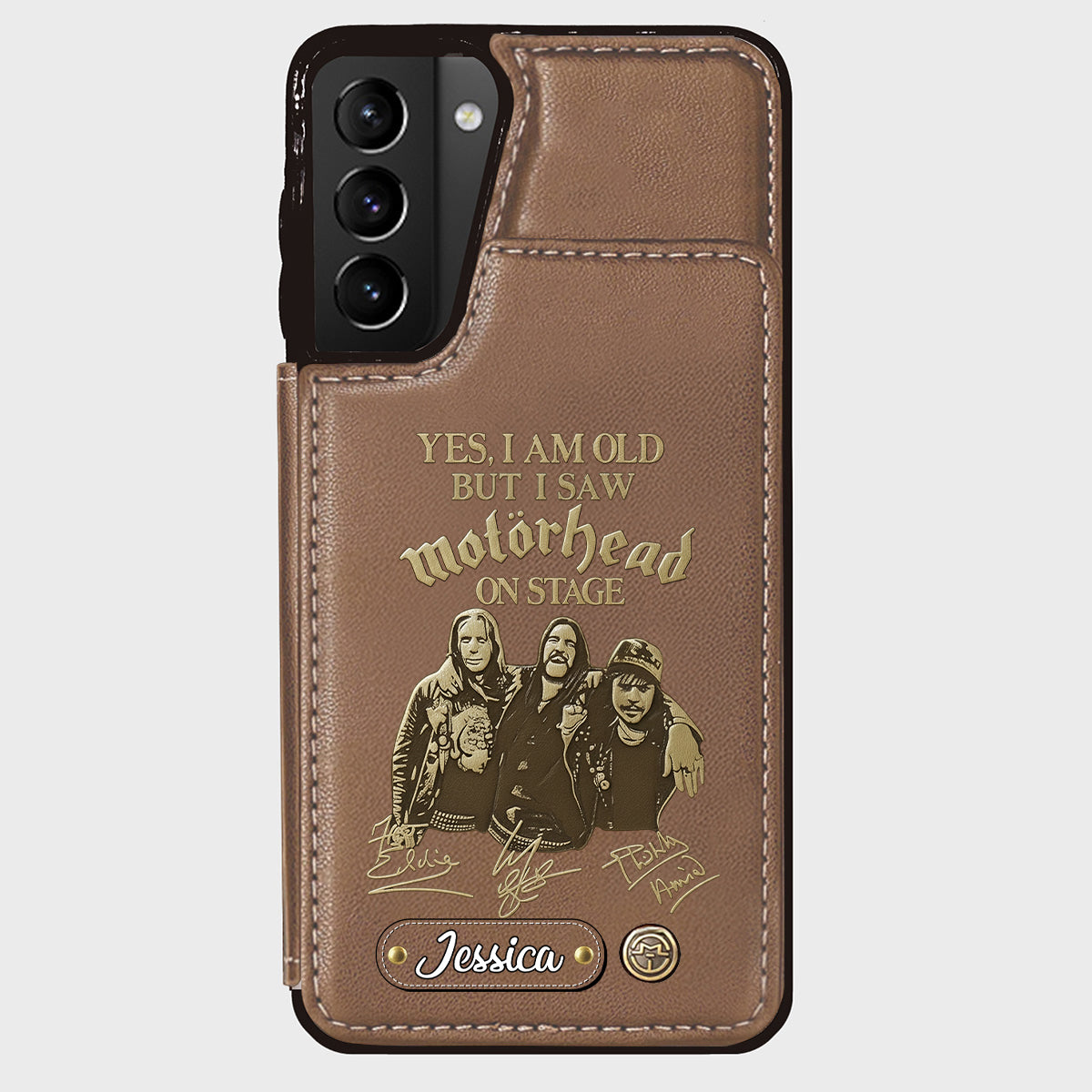 Motörhead auf der Bühne – Personalisierte Handyhülle mit Brieftaschenfunktion