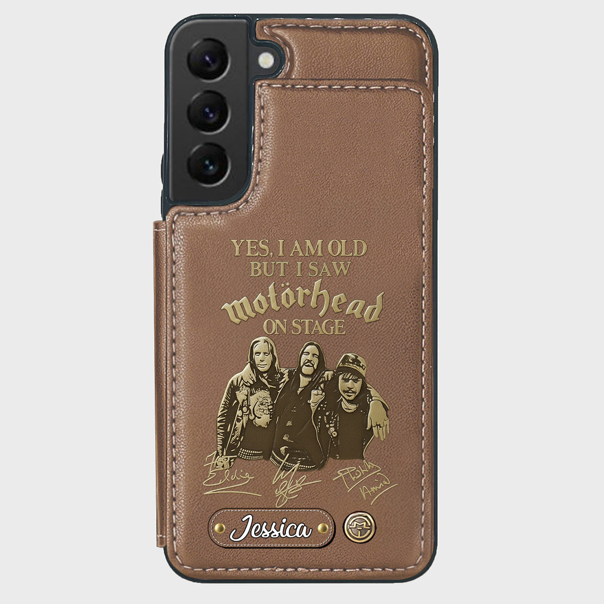 Motörhead auf der Bühne – Personalisierte Handyhülle mit Brieftaschenfunktion