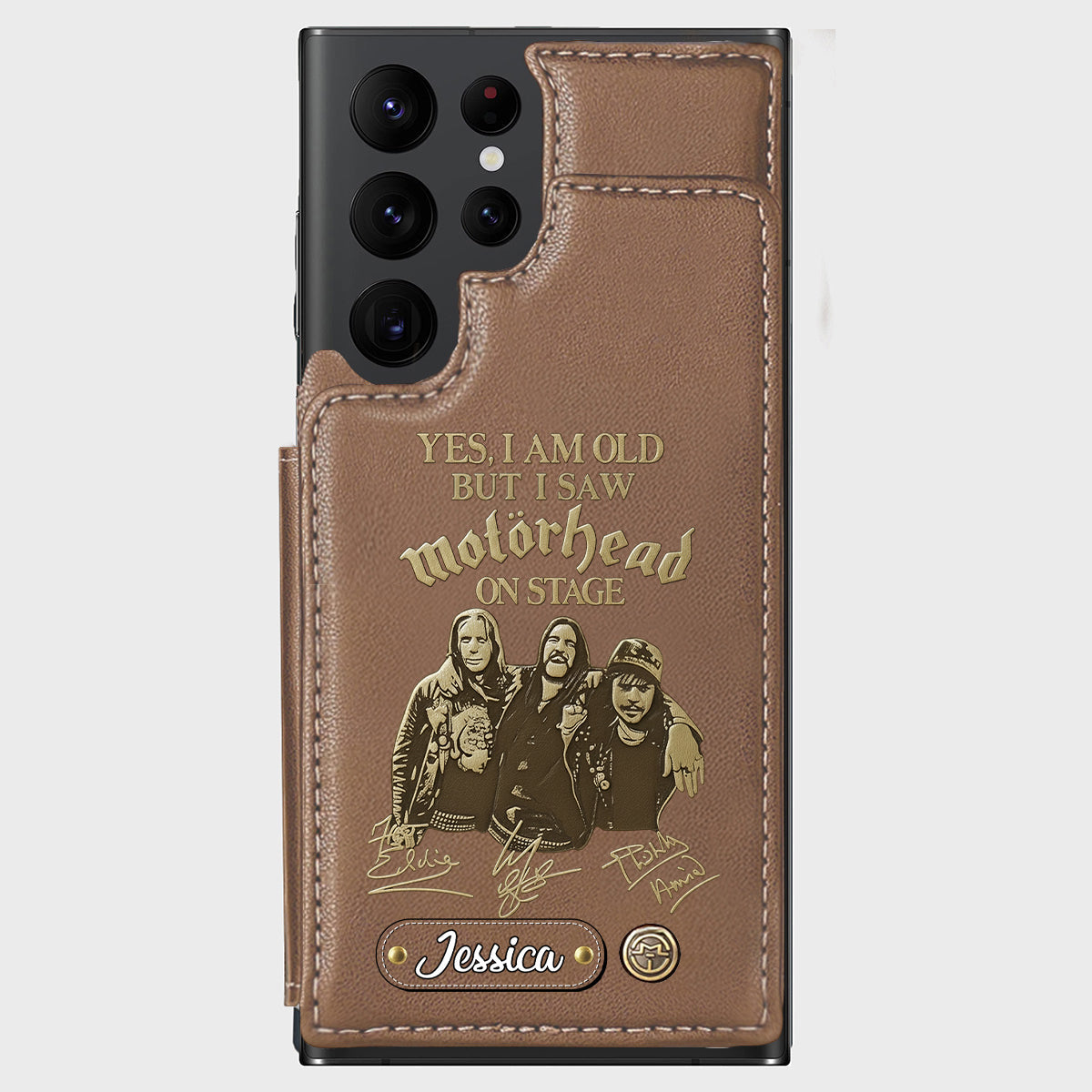 Motörhead auf der Bühne – Personalisierte Handyhülle mit Brieftaschenfunktion
