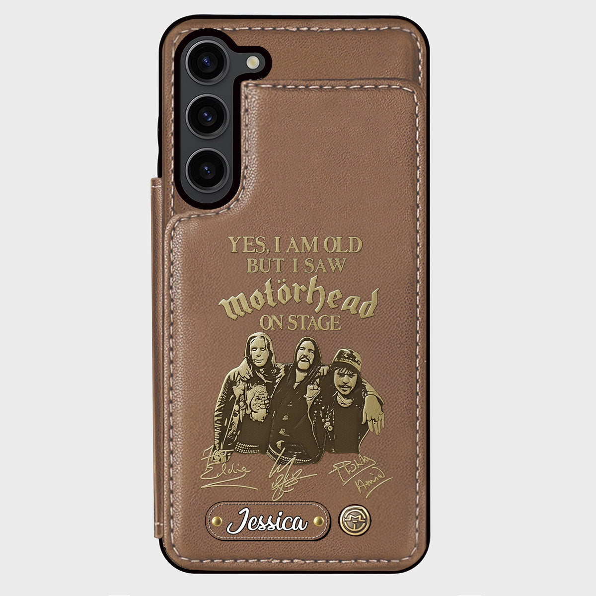 Motörhead auf der Bühne – Personalisierte Handyhülle mit Brieftaschenfunktion