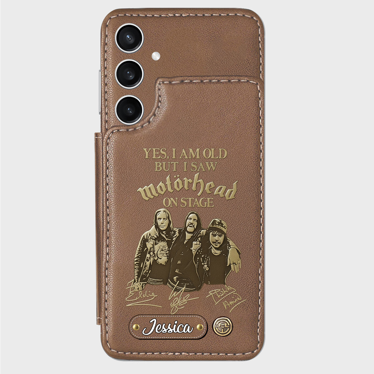 Motörhead auf der Bühne – Personalisierte Handyhülle mit Brieftaschenfunktion