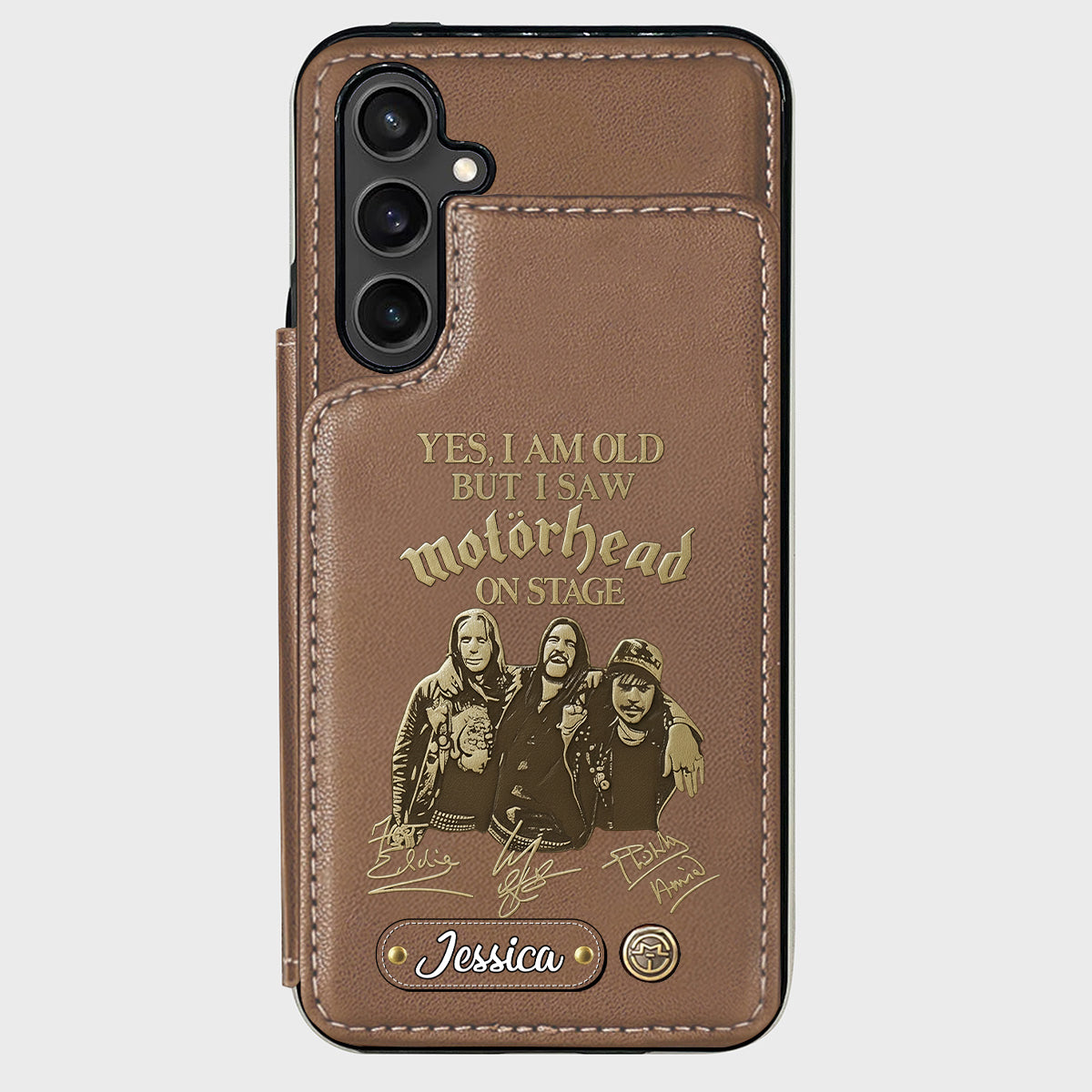 Motörhead auf der Bühne – Personalisierte Handyhülle mit Brieftaschenfunktion
