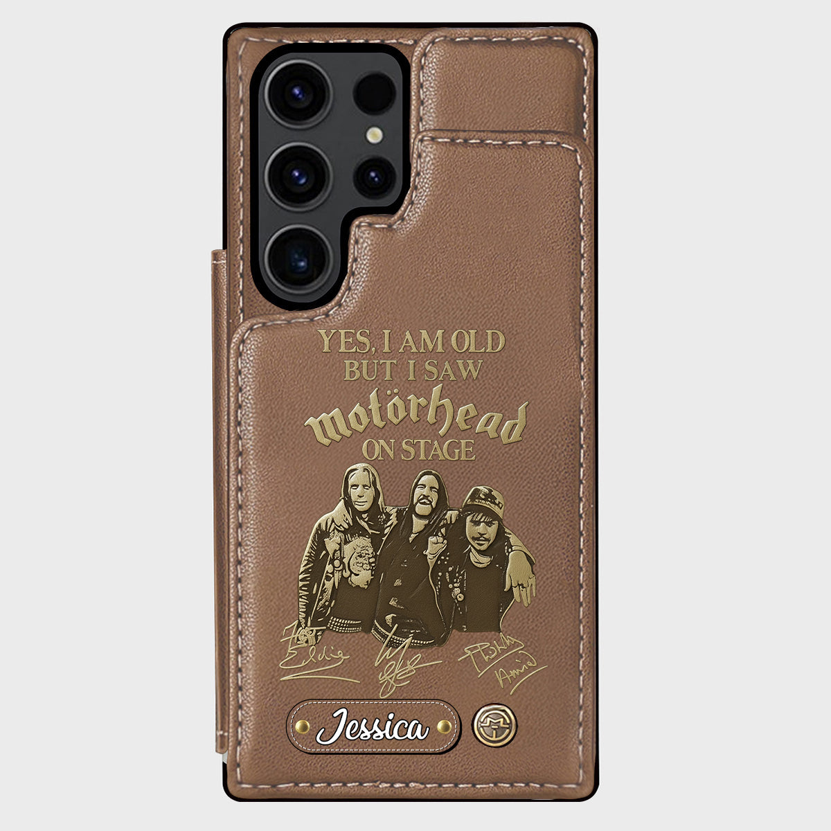 Motörhead auf der Bühne – Personalisierte Handyhülle mit Brieftaschenfunktion