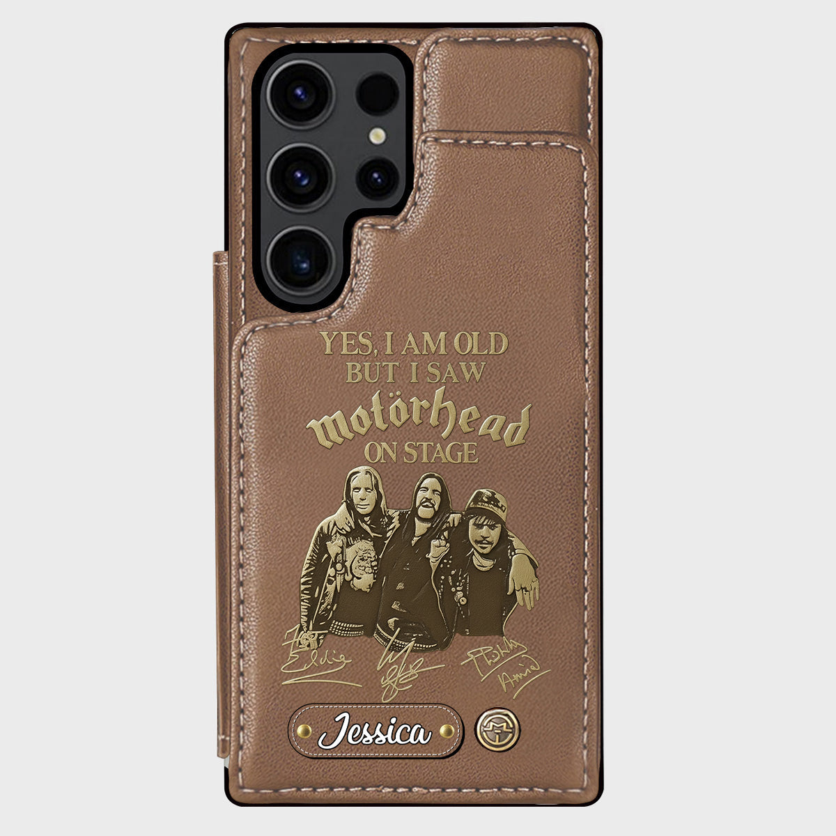 Motörhead auf der Bühne – Personalisierte Handyhülle mit Brieftaschenfunktion
