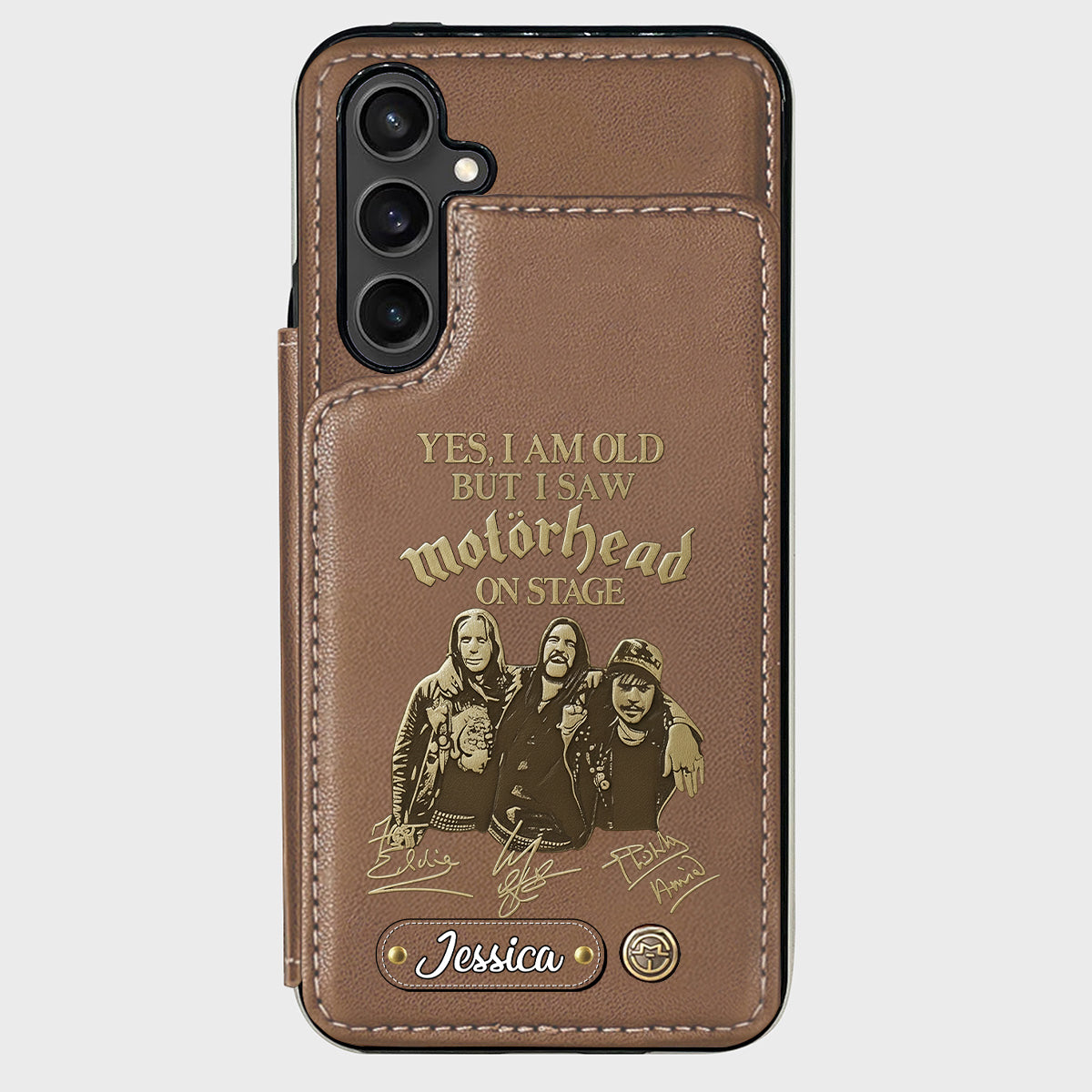 Motörhead auf der Bühne – Personalisierte Handyhülle mit Brieftaschenfunktion