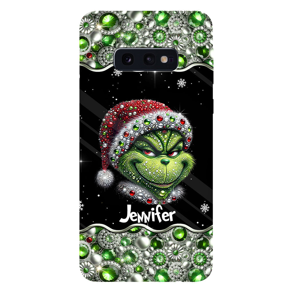 Fröhliche Grinchmas – Personalisierte Handyhülle mit Weihnachtsstola-Motiv und Volldruck