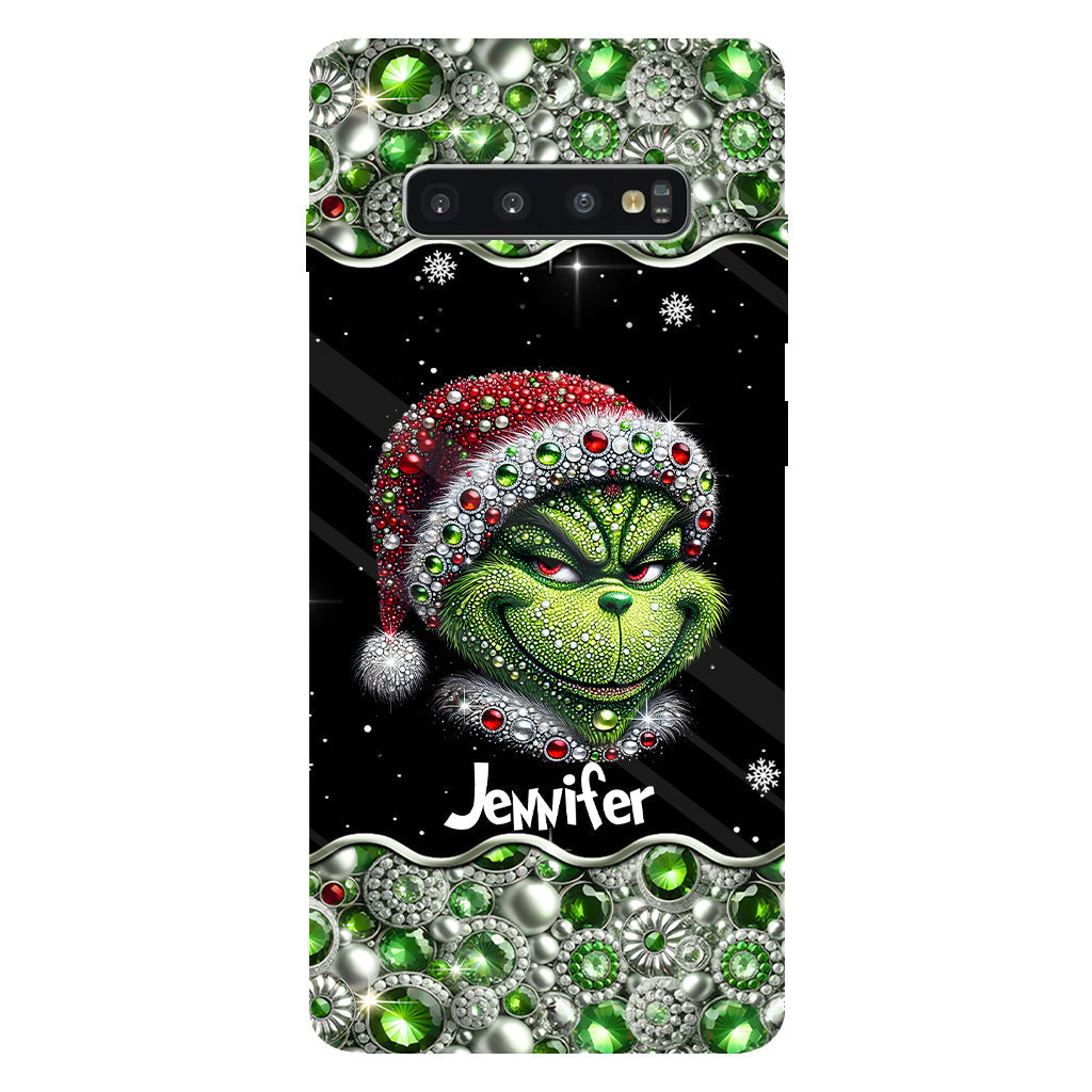 Fröhliche Grinchmas – Personalisierte Handyhülle mit Weihnachtsstola-Motiv und Volldruck