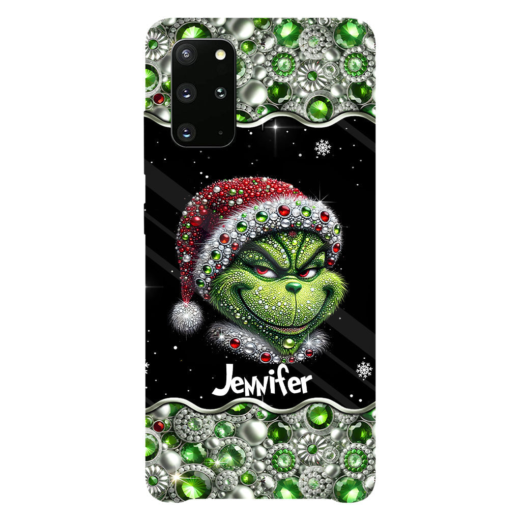 Fröhliche Grinchmas – Personalisierte Handyhülle mit Weihnachtsstola-Motiv und Volldruck