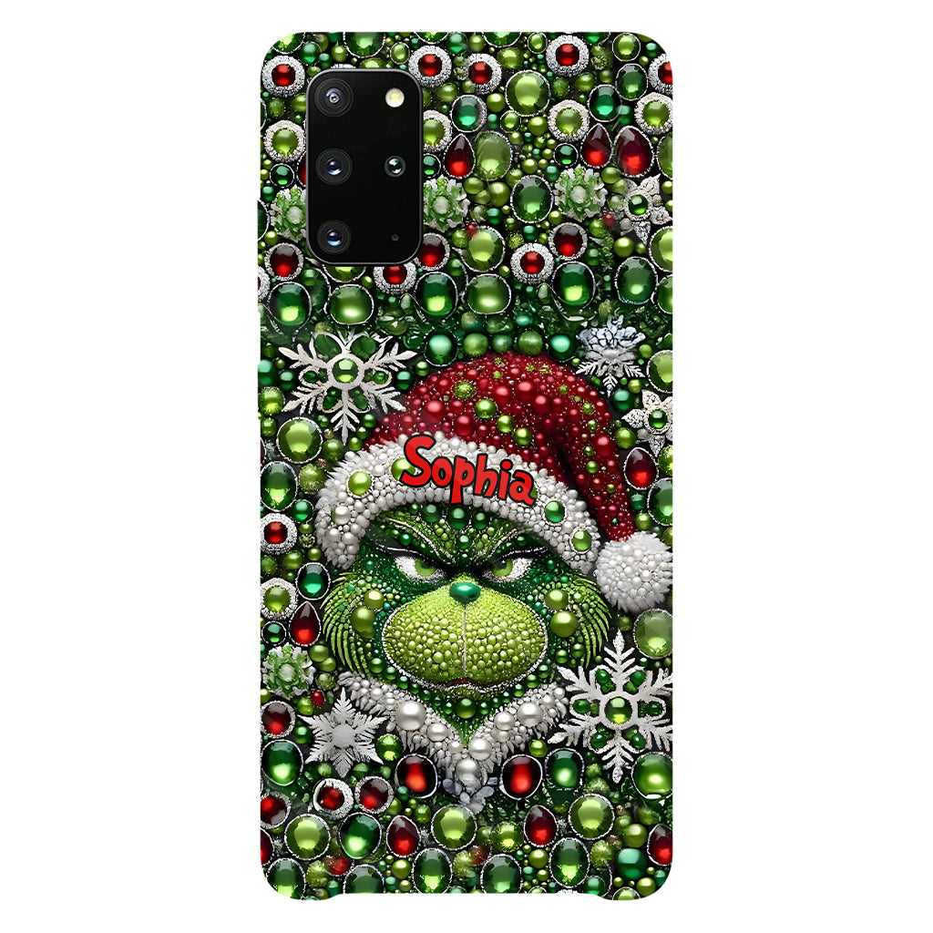 Fröhliche Grinchmas – Personalisierte Handyhülle mit Weihnachtsstola-Motiv und Volldruck