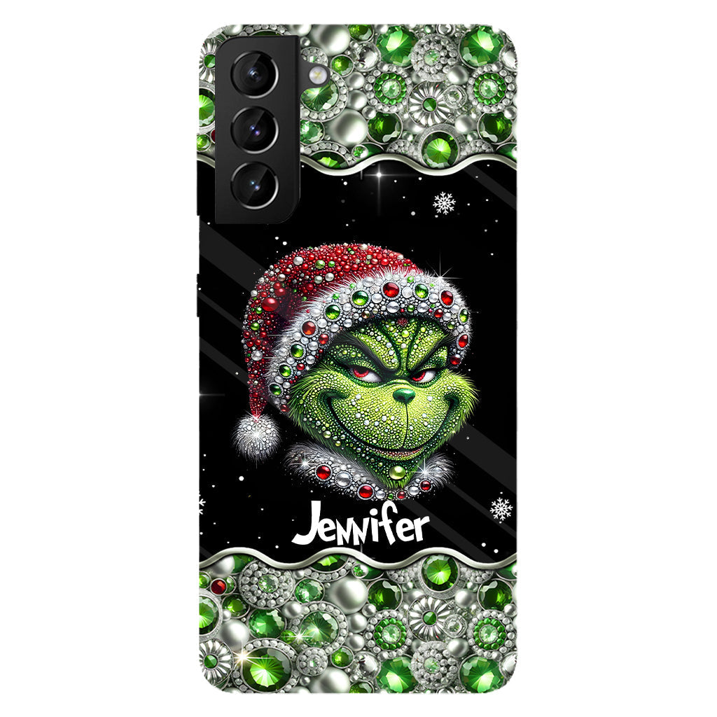 Fröhliche Grinchmas – Personalisierte Handyhülle mit Weihnachtsstola-Motiv und Volldruck