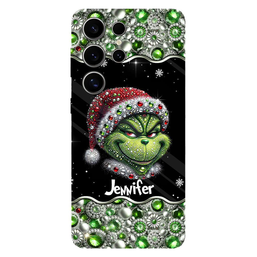 Fröhliche Grinchmas – Personalisierte Handyhülle mit Weihnachtsstola-Motiv und Volldruck