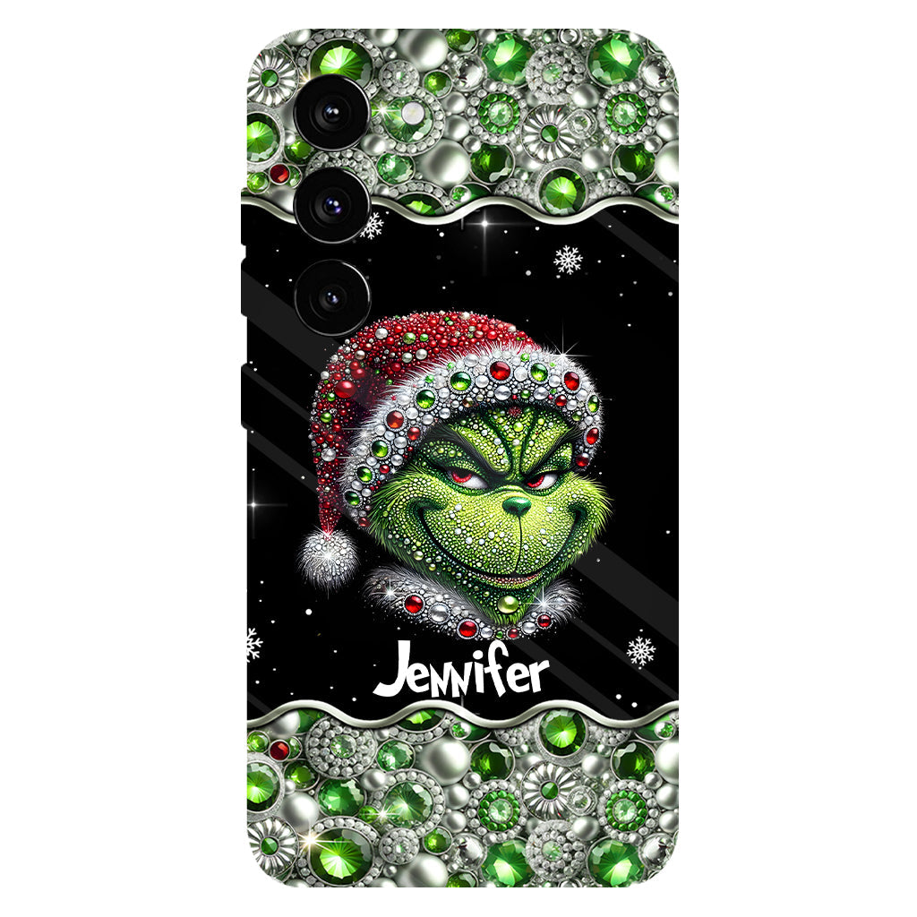 Fröhliche Grinchmas – Personalisierte Handyhülle mit Weihnachtsstola-Motiv und Volldruck